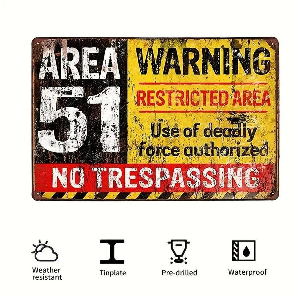 Area 51 Warning Restricted Area Novelty Metal Tin Sign 8" x 12" NEW! Home & Garden:Home Décor:Plaques & Signs Style Your Walls